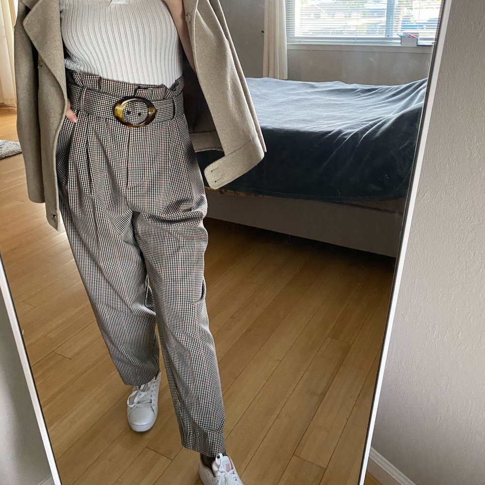 Trendy plaid Mango suit pants